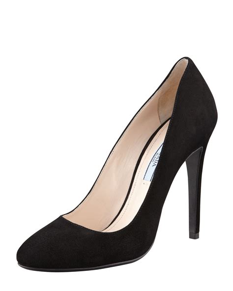 prada suede round-toe pumps|prada high heel pumps.